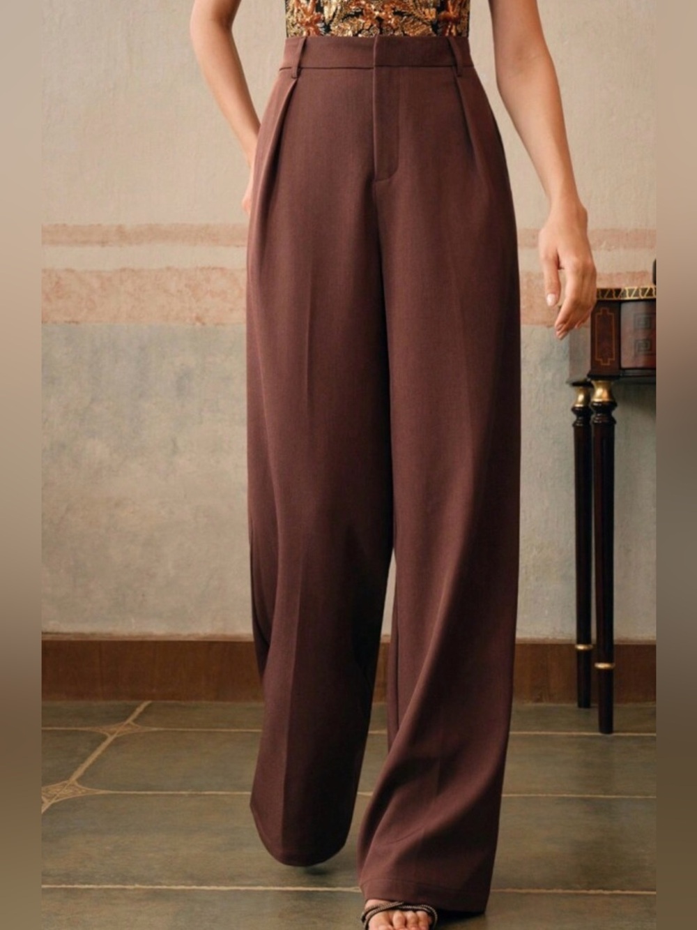 Anewsta NWT Wide Leg Brick Red Trouser SZ L